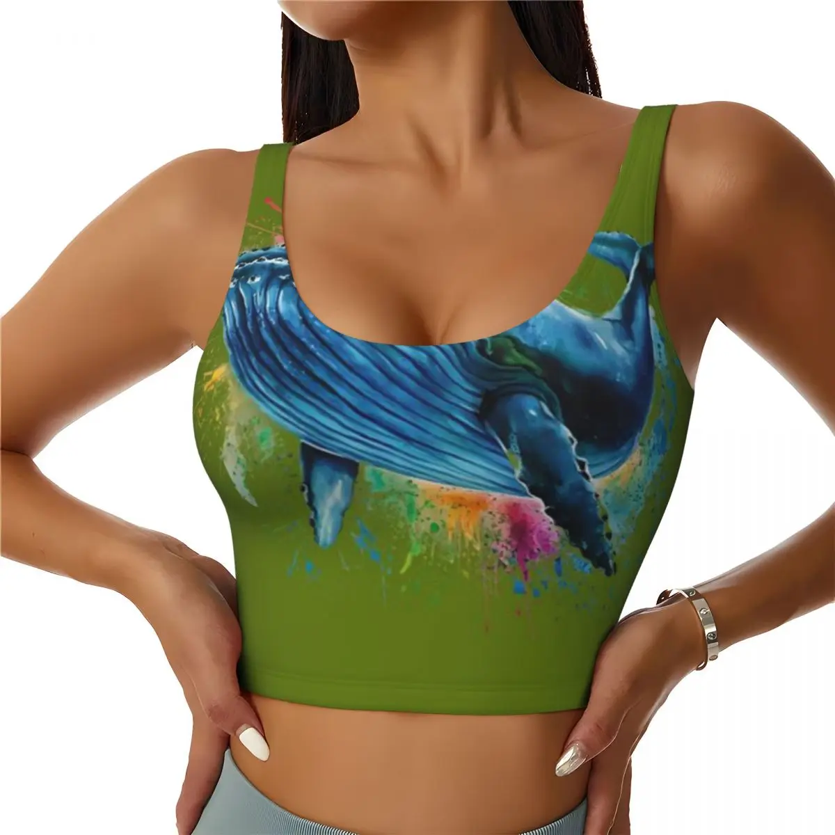 Jogging Tank Top Blue Whale Colorful Watercolor Home Fitness Running Tank