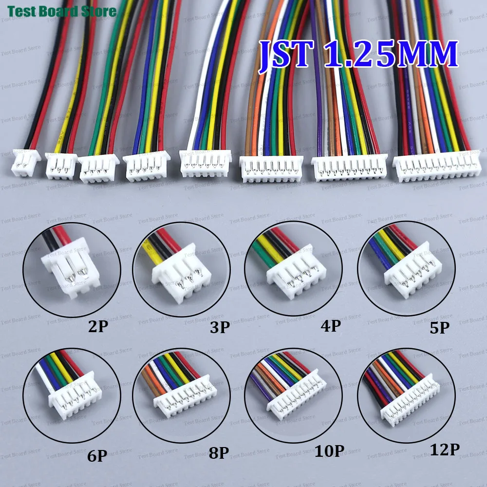 10/20/50PCS JST 1.25MM Wire Cable Connector 2/3/4/5/6/8/10/12 Pin 1.25MM Pitch Plug 10CM/20cm/30CM Wire Length 28AWG view 3