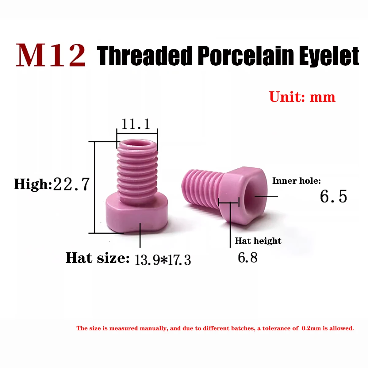 10-50pcs Alumina Threaded Eyelet、Textile Machine Ceramic Guide 、Wear-resistant Porcelain Eye、M8-M20