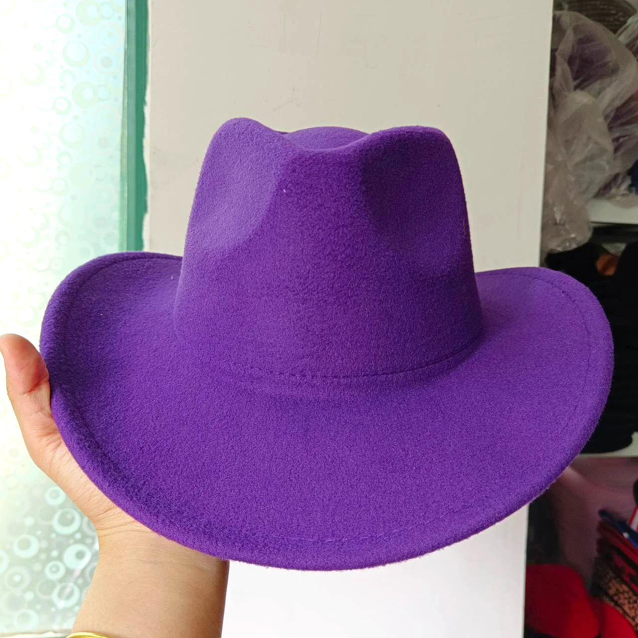 Purple Western Cowboy Men\'s and Women\'s Hat Jazz Hat Cowboy Hat Rose Red Belt Accessories Panama Knight Hat