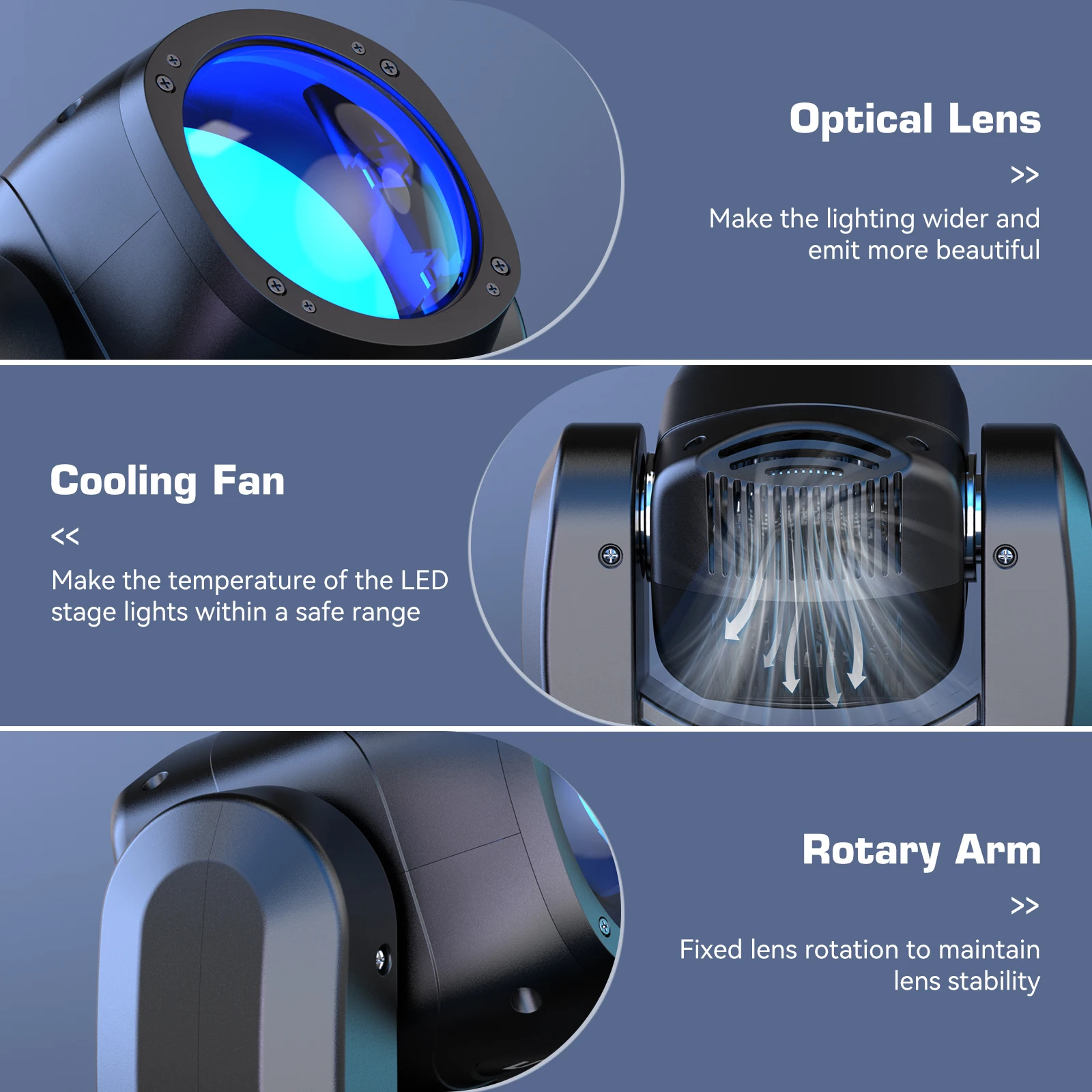 Fieryzeal 100W RGBW 4IN1 LED Moving Head Light Rotating Beam Stage Light Sound Activated DMX512 Effect for DJ Party Club Event