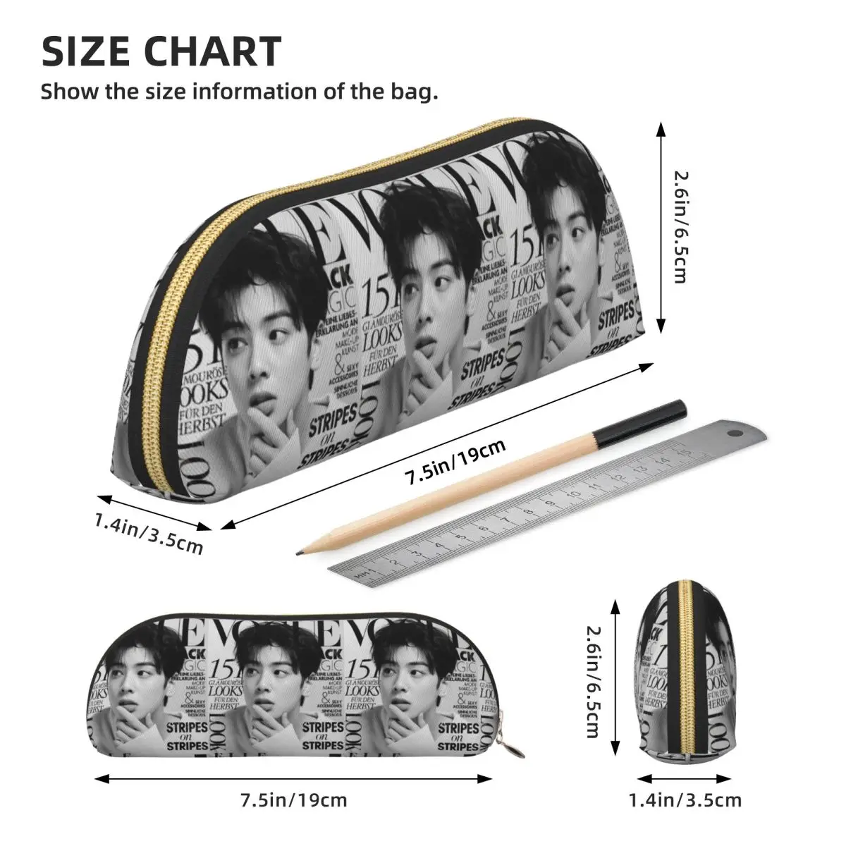 مقلمة Cha EunWoo Kpop Astro وحامل أقلام وحامل أدوات مكتبية للتخزين وحقيبة أقلام رصاص ذات سعة كبيرة لمدرسة الأولاد والبنات