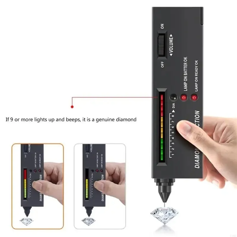 

ABZV-Portable Diamond Tester Pen High Accuracy Gemstone Jewelry Testing Tool With Diamond Selector Detector For Novice Expert