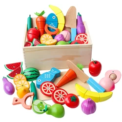1PC Vegetable and Fruit Food Toys For Children Wooden Magnetic Kitchen Pretend Play Limitation Game Educational Toys for Girls
