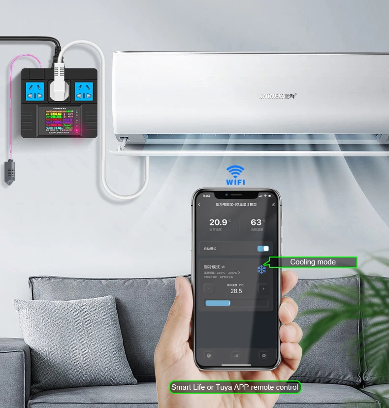 Imagem -04 - Atorch s3 Wifi ue Soquete Controlador de Temperatura e Umidade para Casa Desumidificação Refrigeração Aquecimento para App