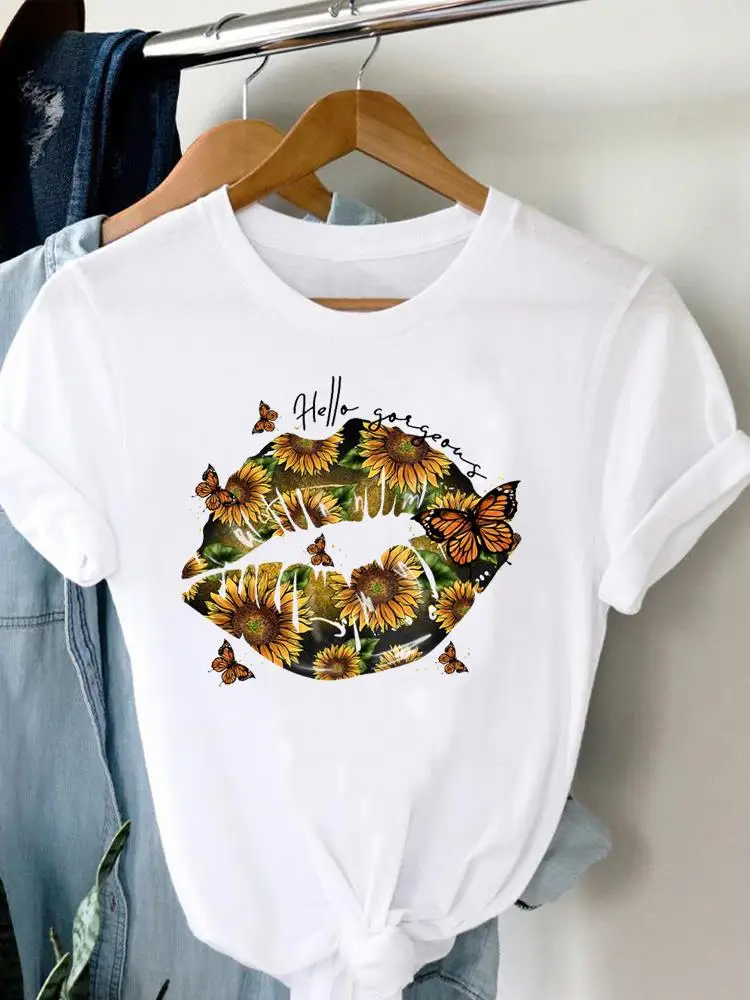 T-shirt à manches courtes imprimé fleur pour femme, joli haut graphique, chemise de dessin animé, vêtements de mode, tendance mignonne des années 90