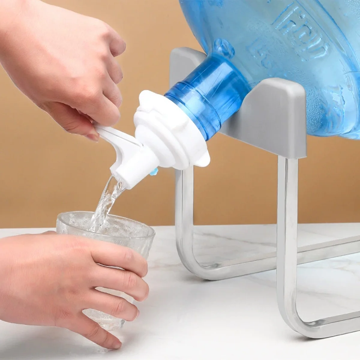 1/2pcs reusable plastic water dispenser valve and nozzle blue handle, no battery required, no threaded bottle cap adapter, suita
