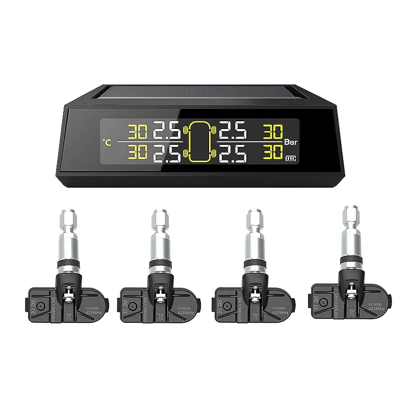 

Солнечная энергия USB цифровая TPMS система контроля давления в автомобильных шинах манометр с предупреждением о температуре