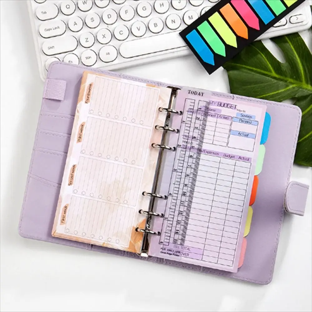 Budget Sheet Notebook Refill Money Organizer Weekly Monthly Loose Leaf Inside Paper Binder Pockets A6 Size