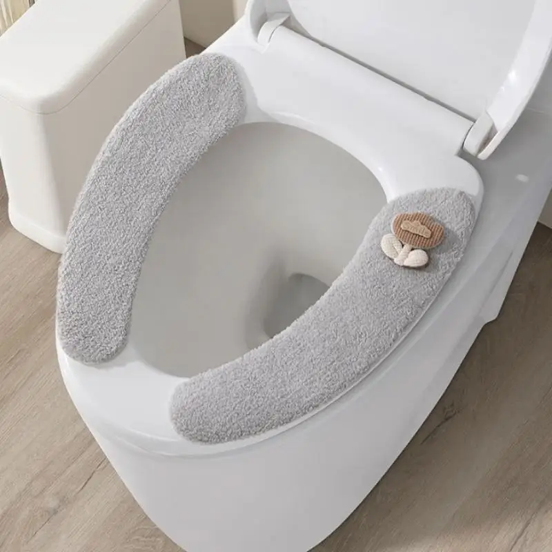 Soft Padded Plush Warm Toilet Seat Cushion Cover, Non Slip Bathroom Enhancements