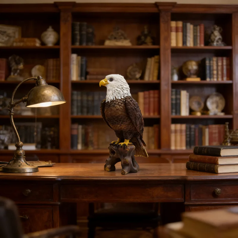 2026 New Realistic Bald Eagle Resin Statue, American‑Style Luxury Ornament, Indoor Decor for Living‑Room & Entrance, Outdoor Gar