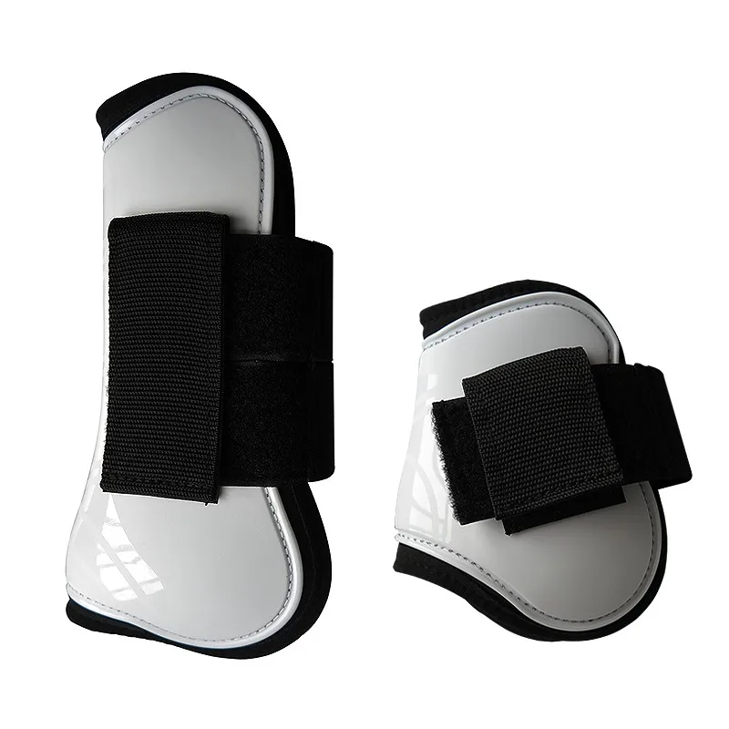 PU Shell Jumping Horse Leg Guards, Espessamento Elástico, Almofada Interna, Gancho e Loop Fastener, Leggings