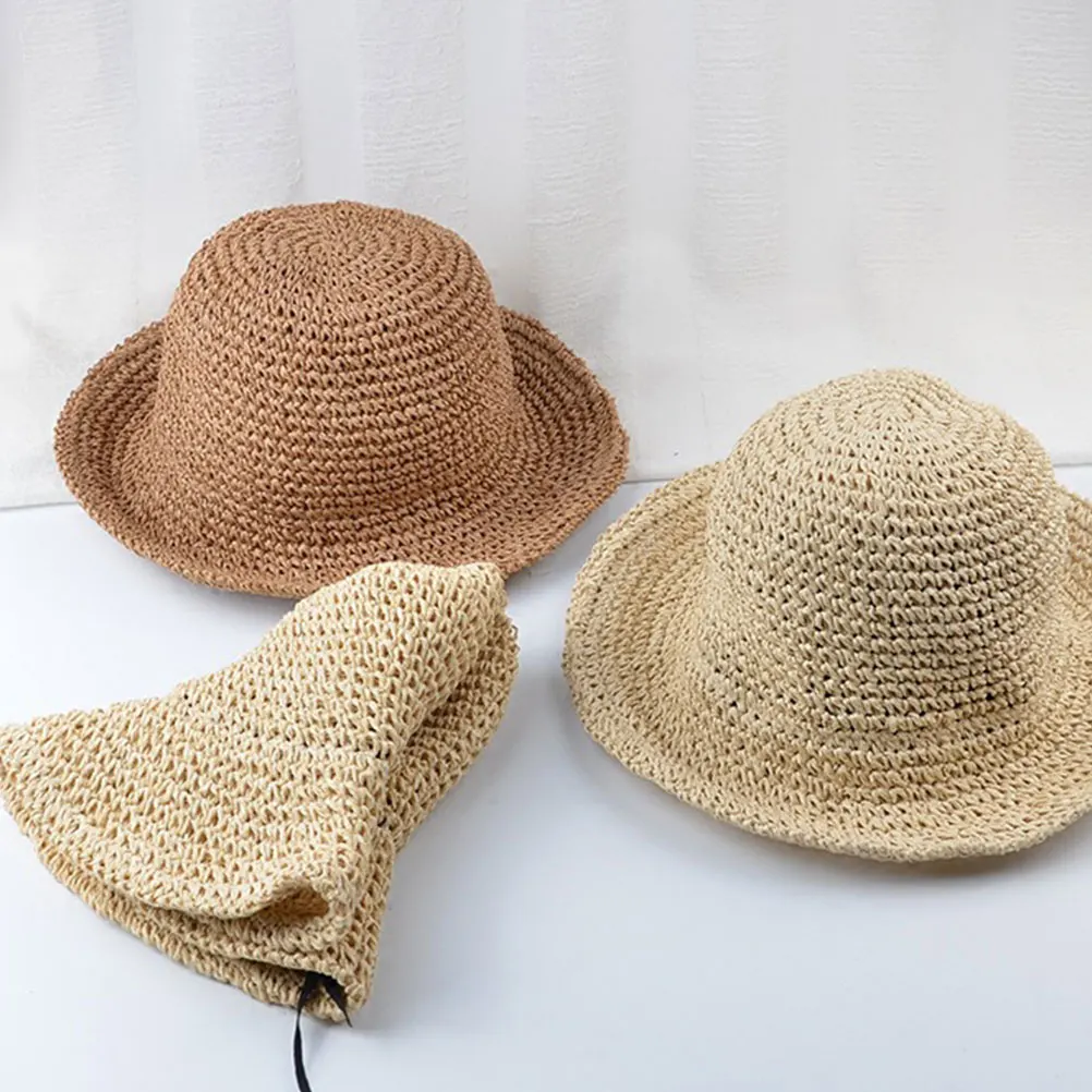 

Straw Sun Hat Women Wide Brim Beach Cap UV Breathable Comfortable Fishing Travel Outdoor Khaki Seaside Hat