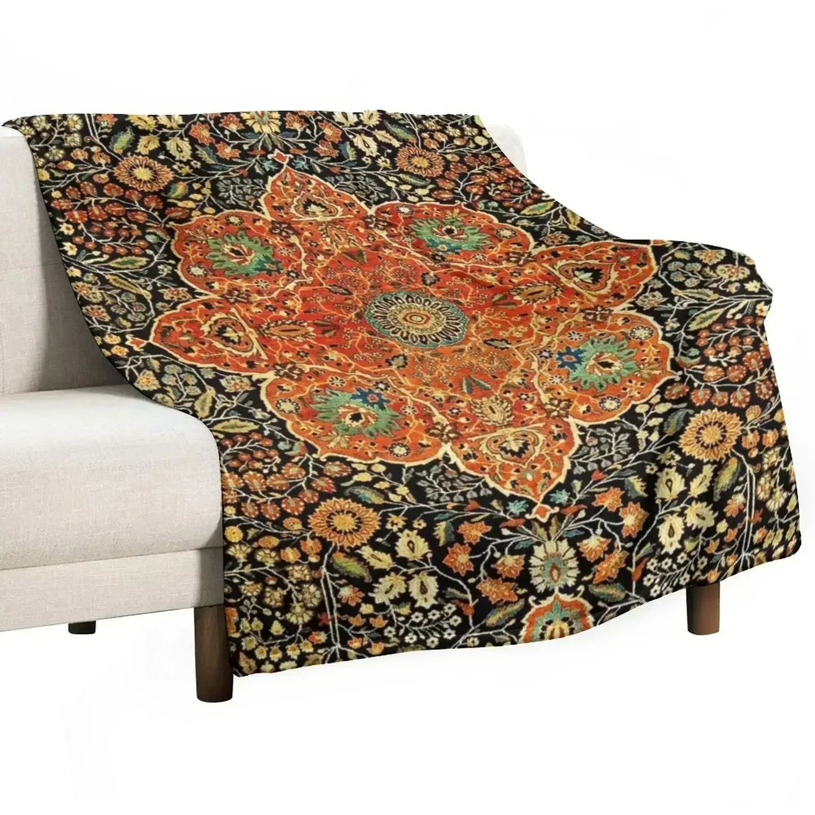 Antique Persian Mohtashem Kashan Rug Print Throw Blanket Sofa Throw Winter beds Luxury Thermals For Travel Weighted Blankets