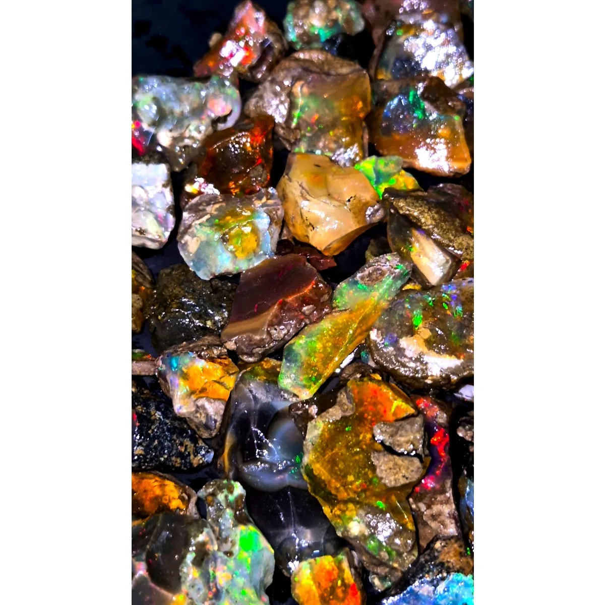 Ethiopian Welo Opal 25-80CT Natural Rough Fire Opal Crystal Gemstone With Colorful Flash Loose Stone Mineral Collection