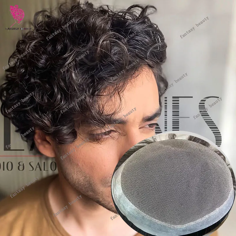 28m 25mm 15mm rizado indetectable duradero fino PU Australia encaje dinero hombres peluquín cabello humano # 1 # 1b Negro Marrón # Sistema de 2 colores