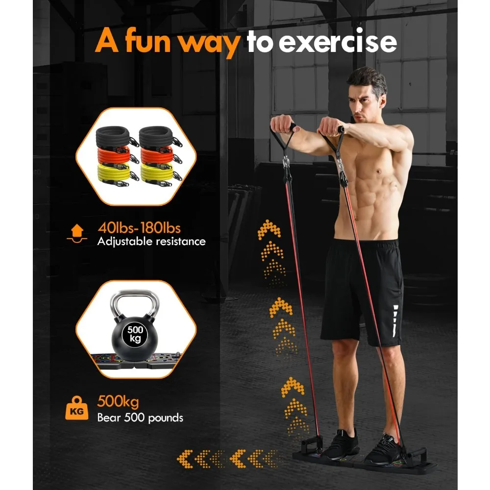 

Push Up Board,Home Gym,Portable Exercise Equipment,Pilates Bar and 20 Fitness Accessories with Resistance Bands