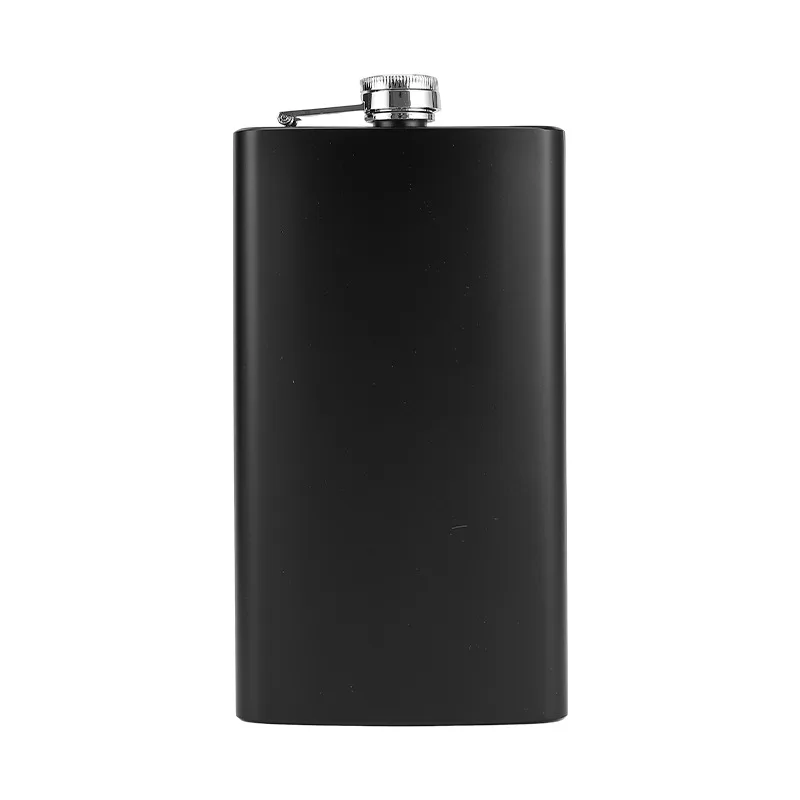 Matte Black Stainless Steel Hip Flask Portable Outdoor Liquor Bottle Sleek Metal Pocket Flask for Hiking Camping Fishing Trips