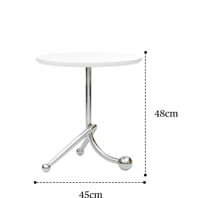 Vintage Coffee Table Solid Wood desktop Stainless Steel Stand Bedroom Small Round Table Bedside Desk 40X40cm