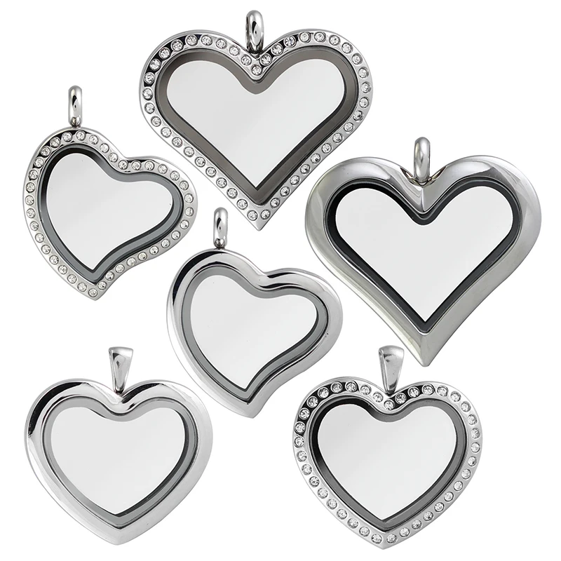 Heart Glass Memory Locket Pendant Openable Floating Photo Cremation Ashes Urn Reliquary Medallion Charms For DIY Jewelry Making
