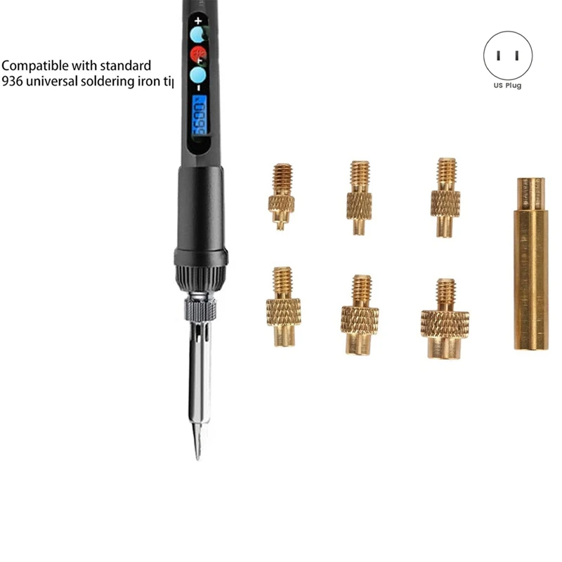 60W Digital Soldering Iron Heat Set Insert Tool Soldering Tips Kit With Extra Soldering Tips And Heat Set Insert Tips,US Plug