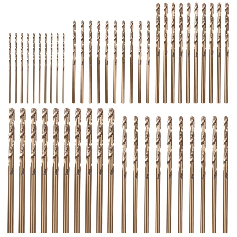 50 szt. Narzędzia Drillforce M35 zestaw wierteł kobaltowych, zestaw wierteł Hss-Co 1-3 mm, do wiercenia stali hartowanej, żeliwa i stali nierdzewnej