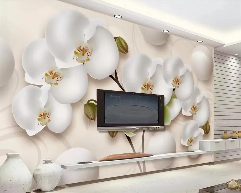 

Customized Wallpaper beautiful butterfly orchid space TV background walls home decoration living room bedroom 3d wallpaper