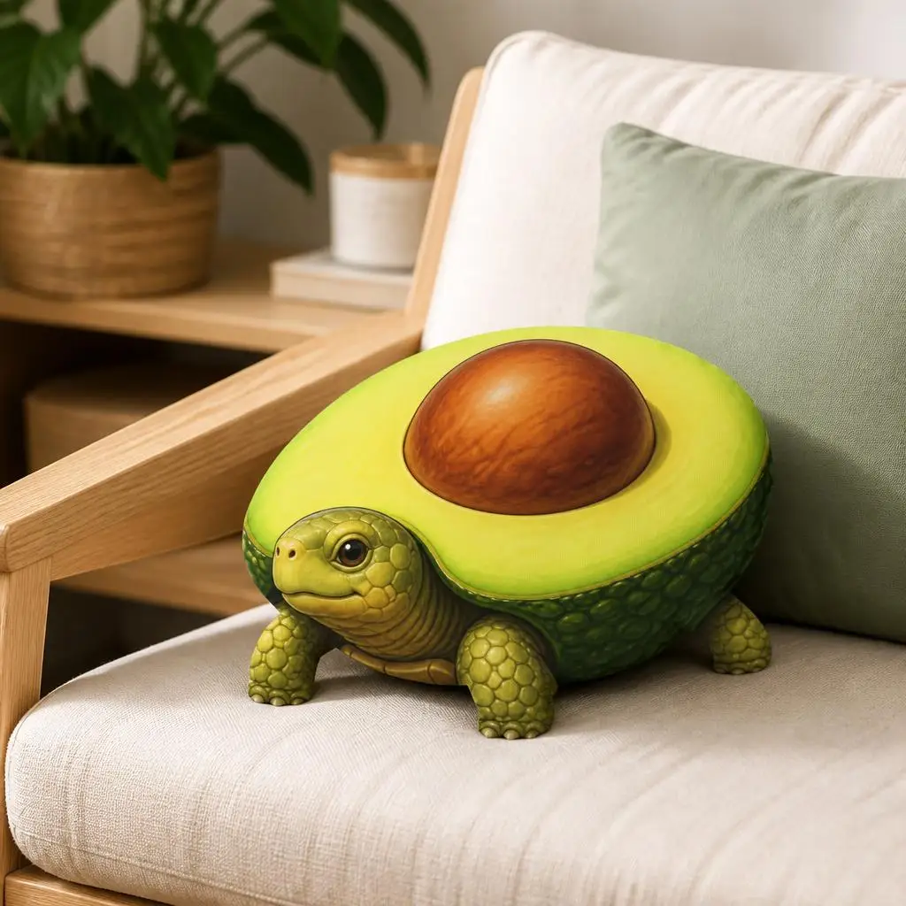 Avocado Tortoise Plush Pillow Funny Food Fusion Turtle Cushion Stuffed Shaped Throw Pillow Reptile Lover Gift Home Decor