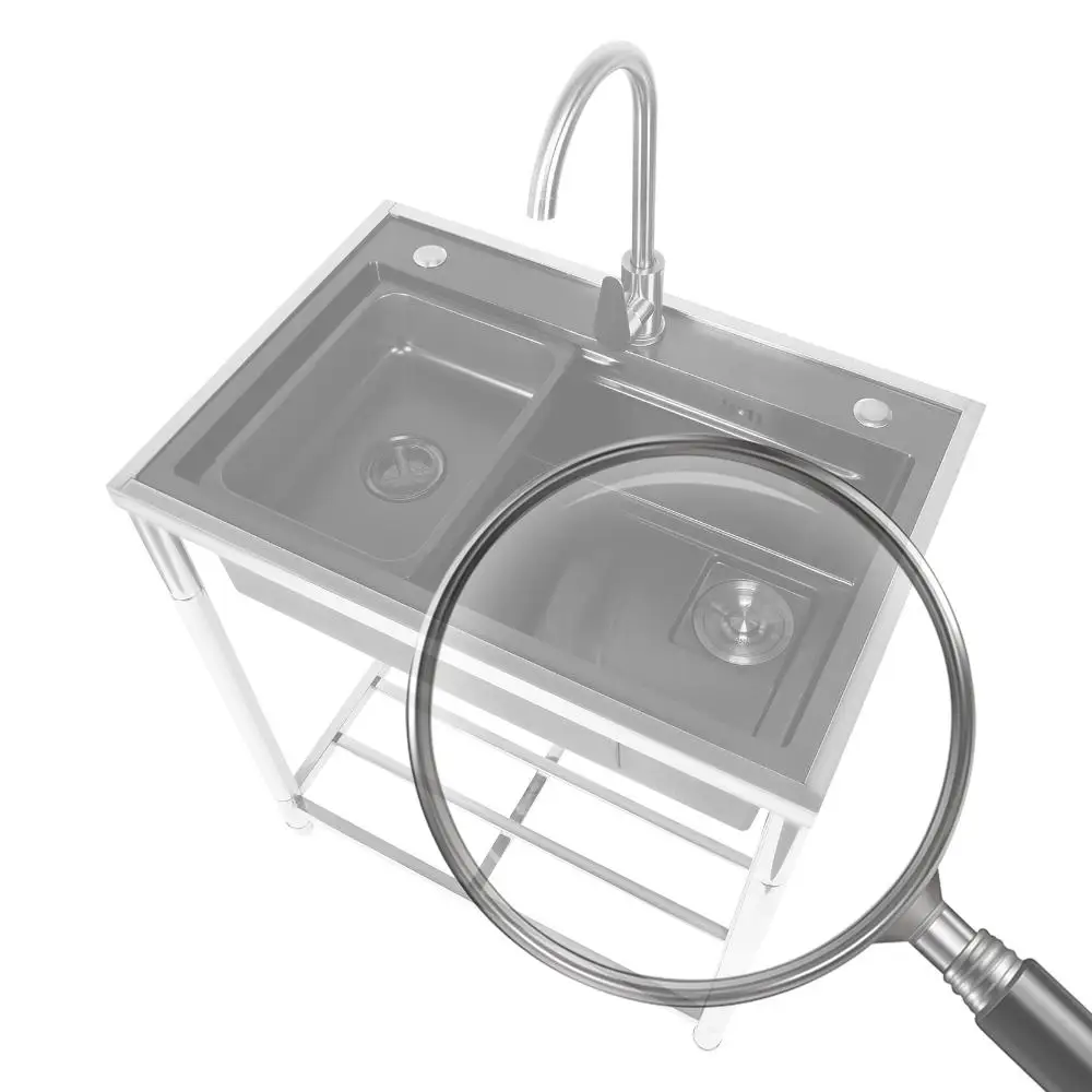 

Универсальная раковина из нержавеющей стали, регулируемая подставка, раковина ручной работы, нержавеющая раковина с одной чашей, набор со шлангами и сливным комплектом