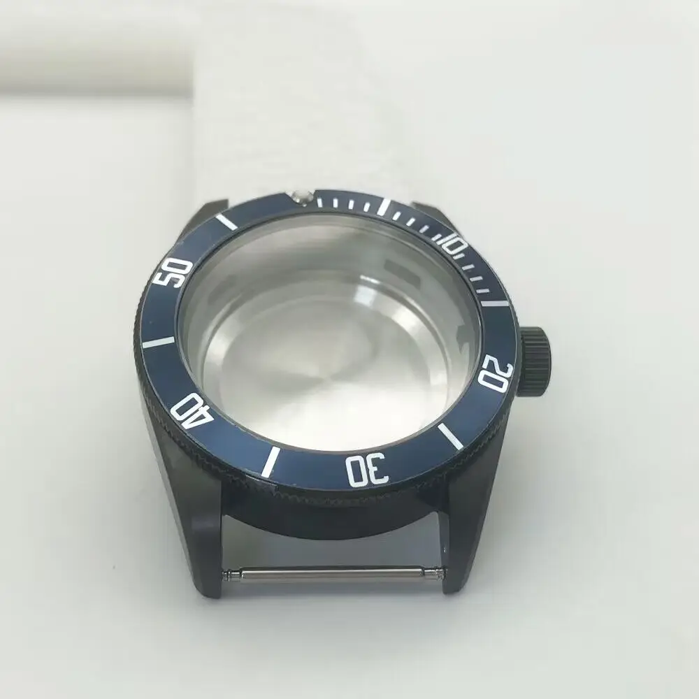 Blue Bezel 41MM  Black Watch Case Automatic  Fit NH35 36 Miyota8215,8205 Dg2813 Seagull Movement Sapphire Waterproof 316L