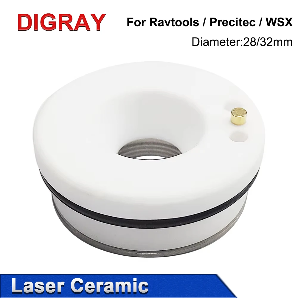 

DIGRAY лазерный керамический кольцевой держатель лазерных насадок 28/32 мм для Raytools WSX Precitec HSG HANS DNE волоконная лазерная режущая головка