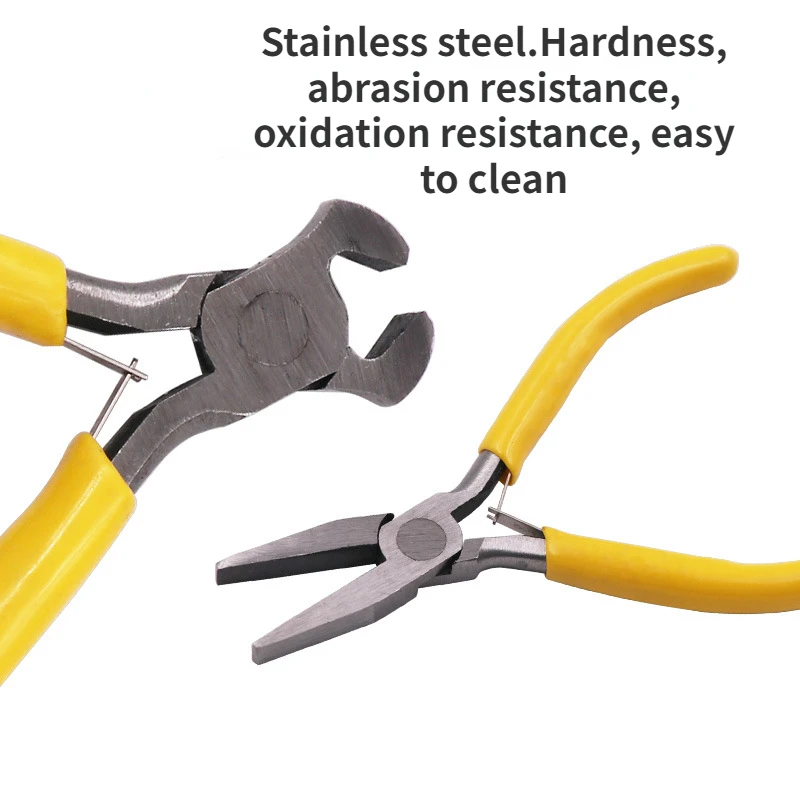 Sharp-nosed Pliers Vise 5-inch Handmade Jewelry DIY Mini Pliers Multi-function Wire Cutters Beveled Curved-nosed Pliers