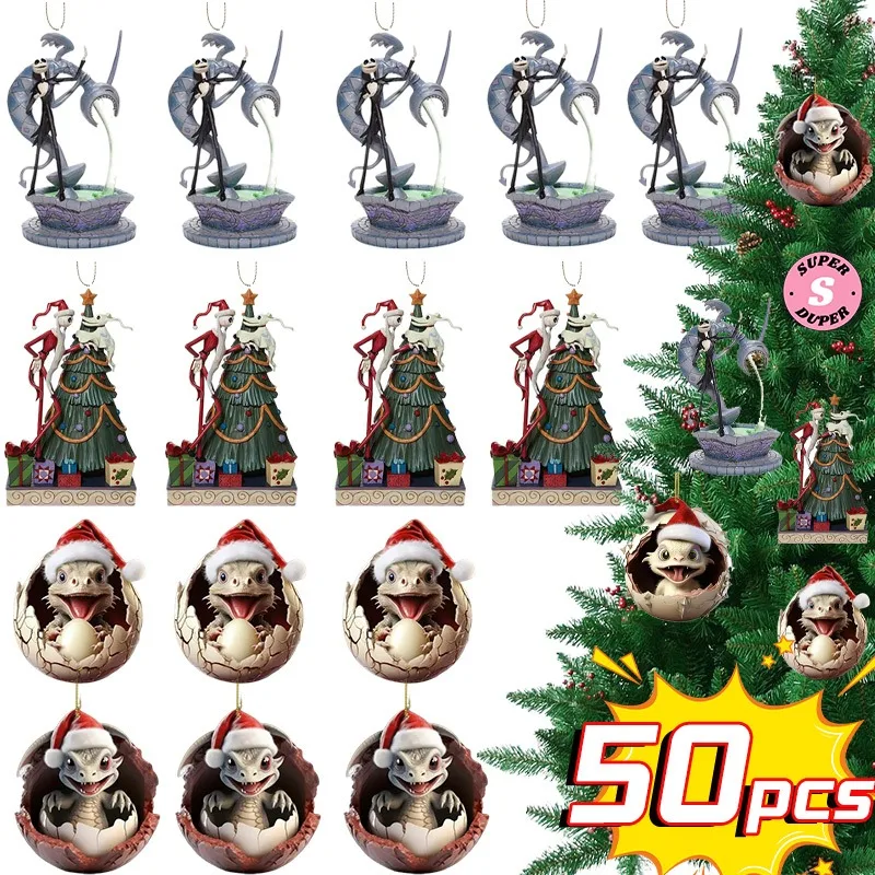 Colgantes Planos de Acrílico con Figuras de Anime de Pesadilla Antes de Navidad, Decoración para Árbol de Navidad, Adornos y Juguetes