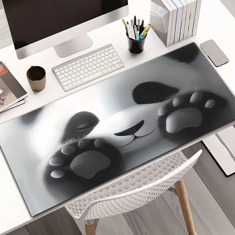 A Large Gaming Mouse Pad Made of Diatom Mud Material, Featuring an Adorable Sleeping Panda Design - with a Non-Slip Rubber Base, Perfect for Gamers, Offices