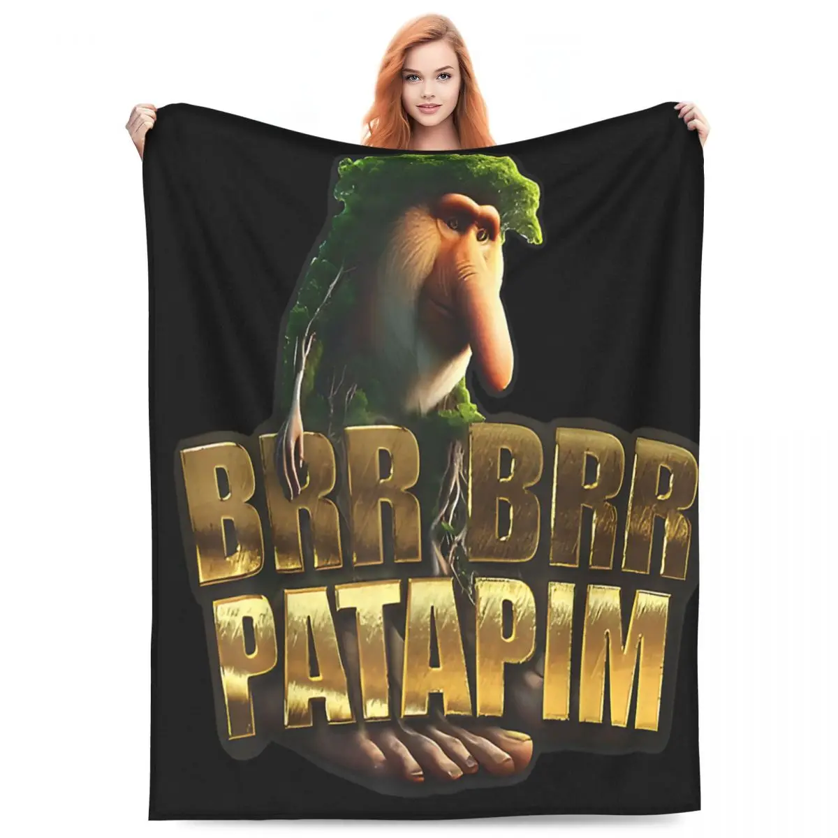 

Brr Brr Patapim - Italian Brainrot Meme Humor Gen Z Flannel Blanket Super Soft Throw Blanket for Bedspread Sofa Bed Cover