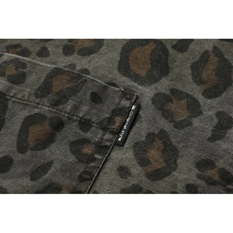 Men's new high quality leopard print camouflage long sleeve shirt