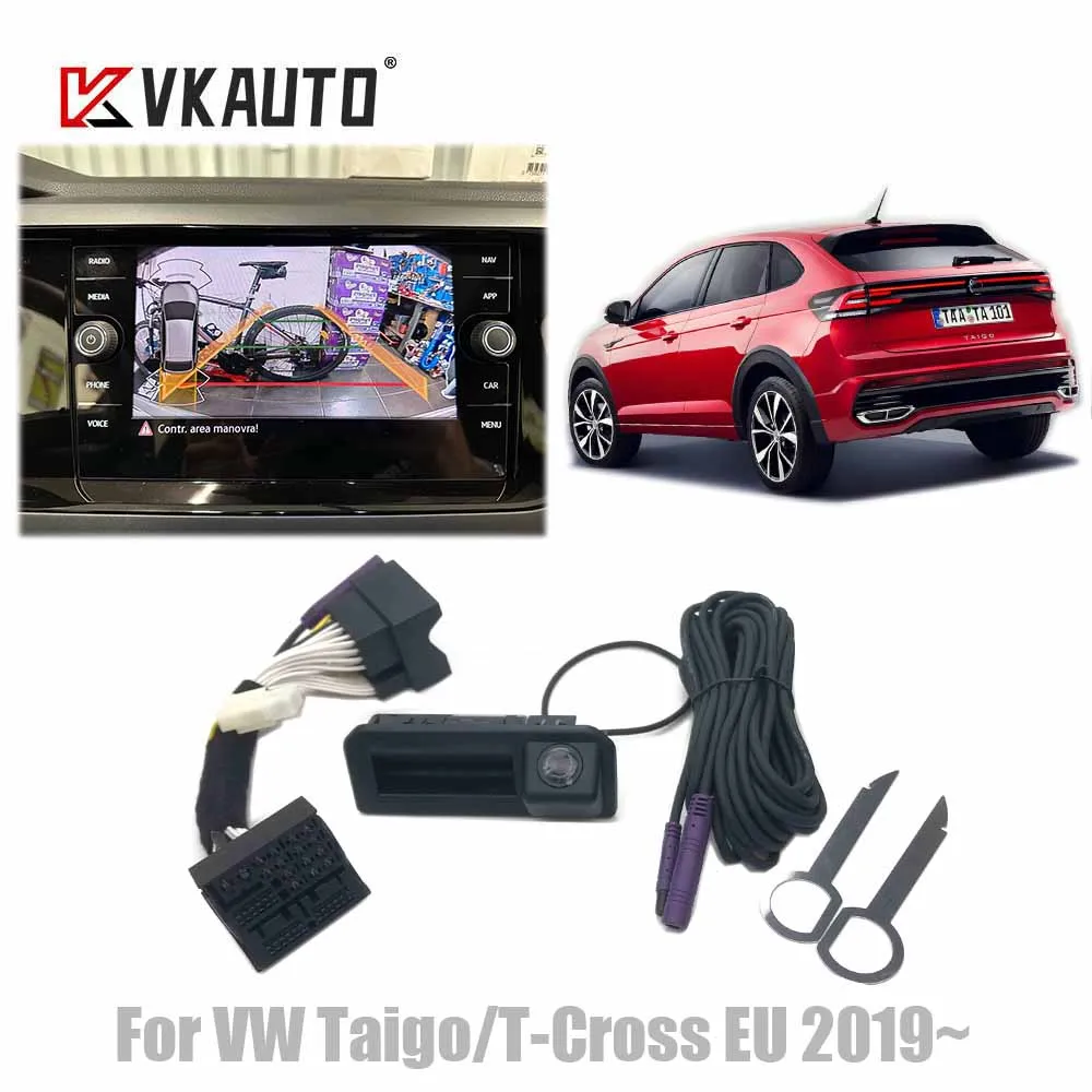 VKAUTO For VW Taigo EU 2019~ 2023 Canbus Dynamic Trajectory Car Camera Parking backup Camera Work With MQB  Unit