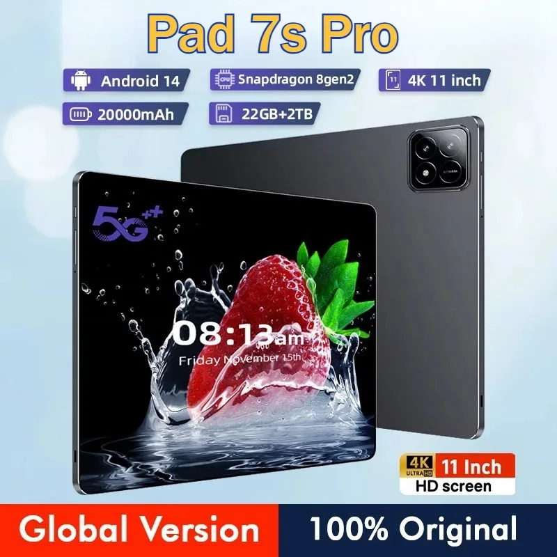 

New Pad 7S Pro Tablet HD 20000Mah 10.1 Inch 4K Global Version 4G 5G Dual SIM WIFI For Kids PC 22GB+2TB Android Tablets Tab Case