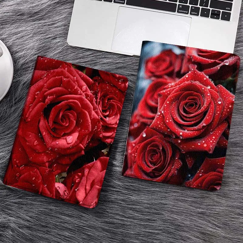 

Red Roses With Waterdrops Tablet Case For Samsung Galaxy Tab S7 S8 S9 S10 FE Lite Gift