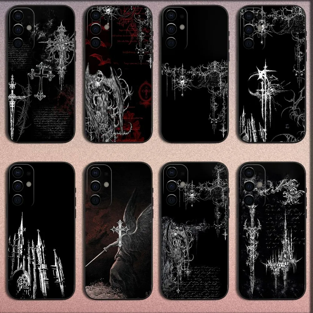 

Cool Cyber Sigil Cross Phone Case For Samsung S25,S24,S21,S22,S23,S30,Ultra,S20,Plus,Fe,Lite,Note,10,9,5G Black Soft Cover