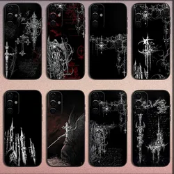 Cool Cyber Sigil Cross Phone Case For Samsung S25,S24,S21,S22,S23,S30,Ultra,S20,Plus,Fe,Lite,Note,10,9,5G Black Soft Cover