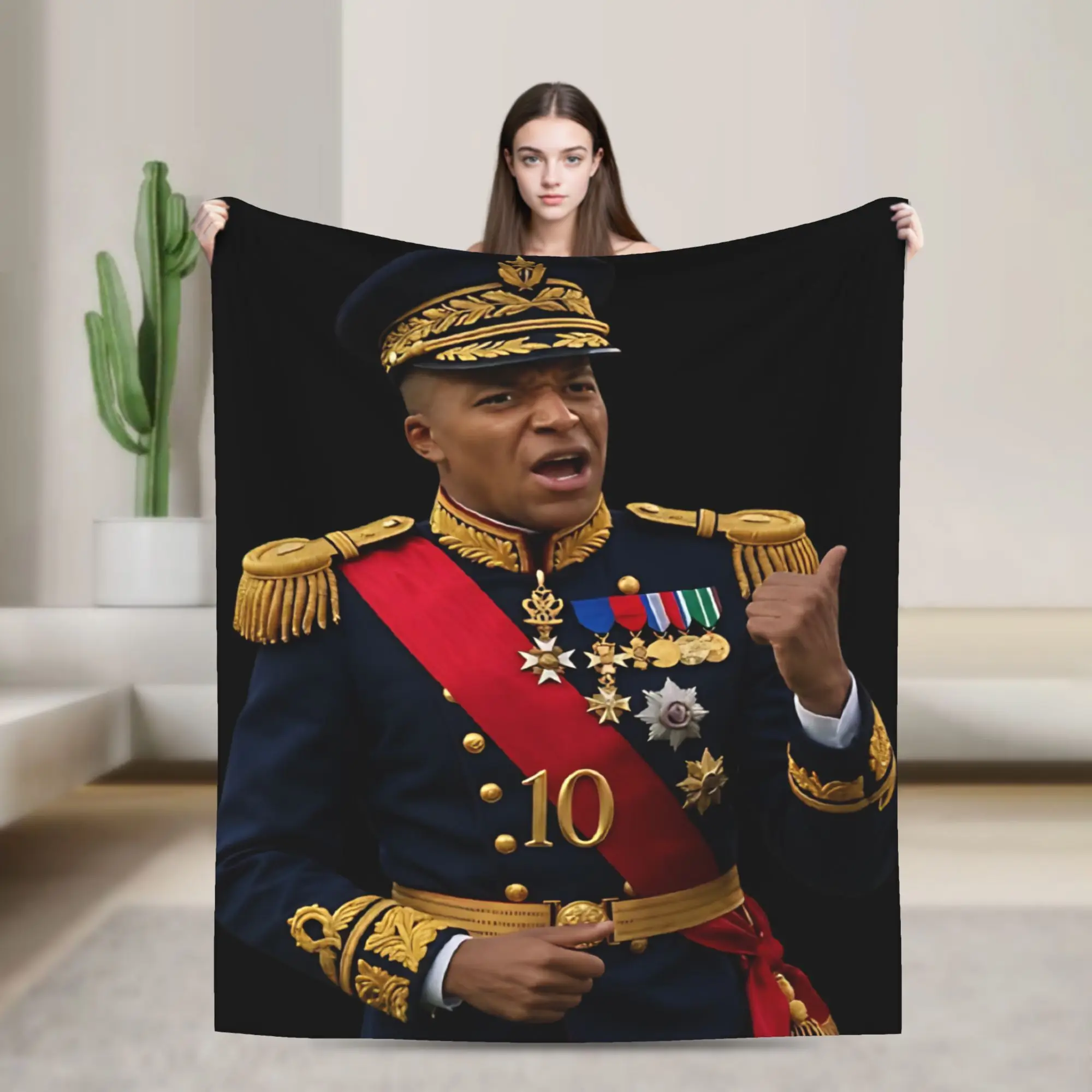 Kylian Mbappe Golden General Uniform Number 10 Super Soft Throw Blanket Car Bedspread For Bed Cover