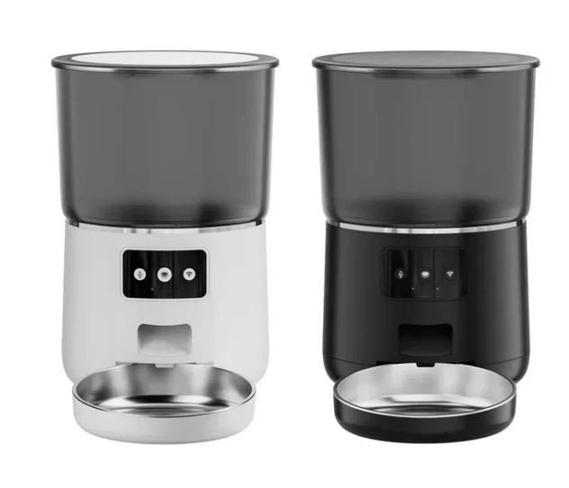 &For Portable Stainless Steel Cat Dog Automatic Pet Feeder Button Operated Timed 4-Meal Daily 8g Capacity 1 Meal 1 Day Supply