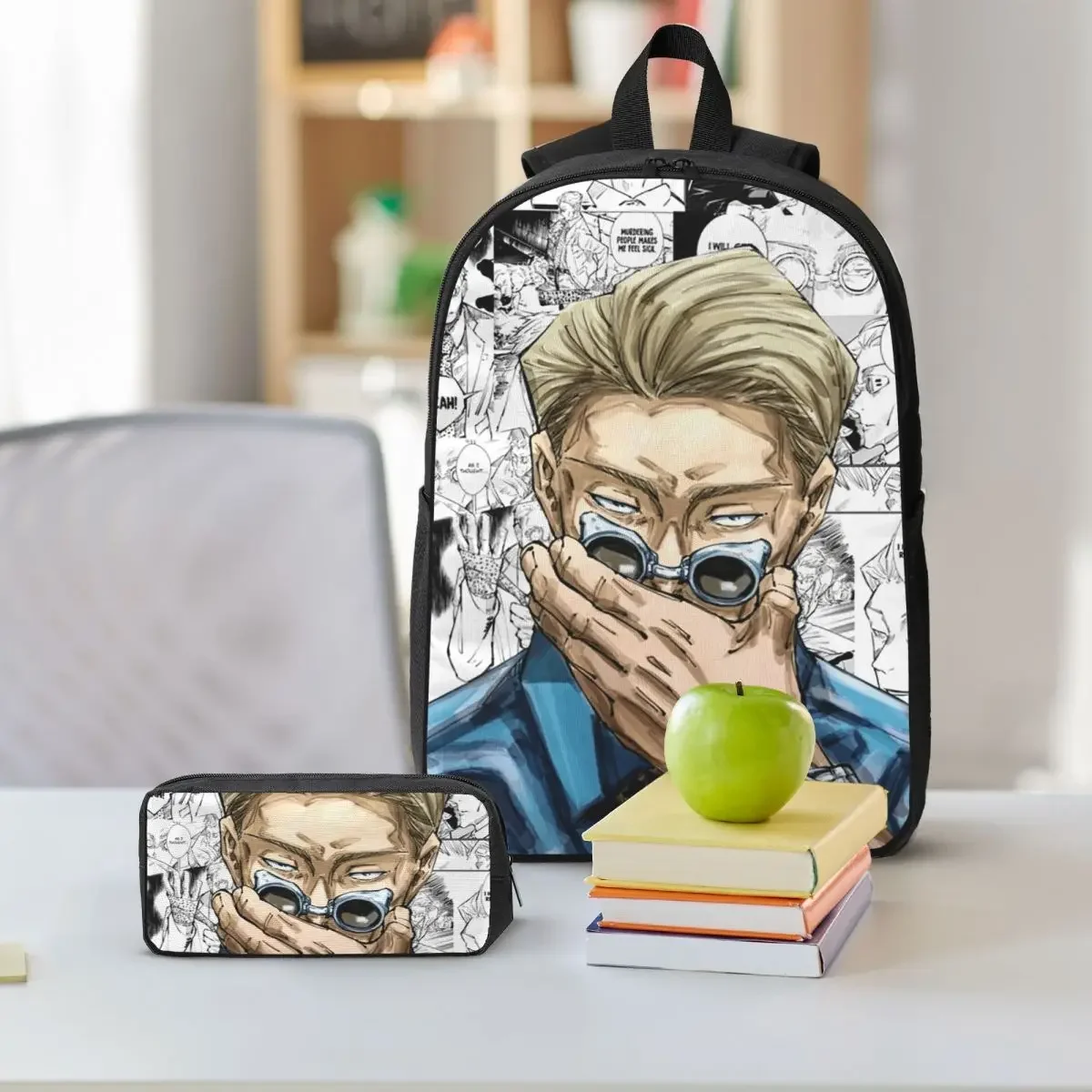 Nanami Kento Anime Gojo Satoru JJK Nanamin Backpack BookBag School Bag Laptop Shoulder Bags 3ps Insulated Lunch Bag Pencil Case