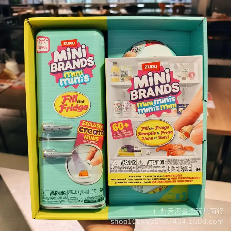 

Набор для игры Mew Authentic Zuru Mini Brands Fill The Fridge: мини-холодильник со светодиодной подсветкой и коллекционными миниатюрными продуктами, игрушки-подарки