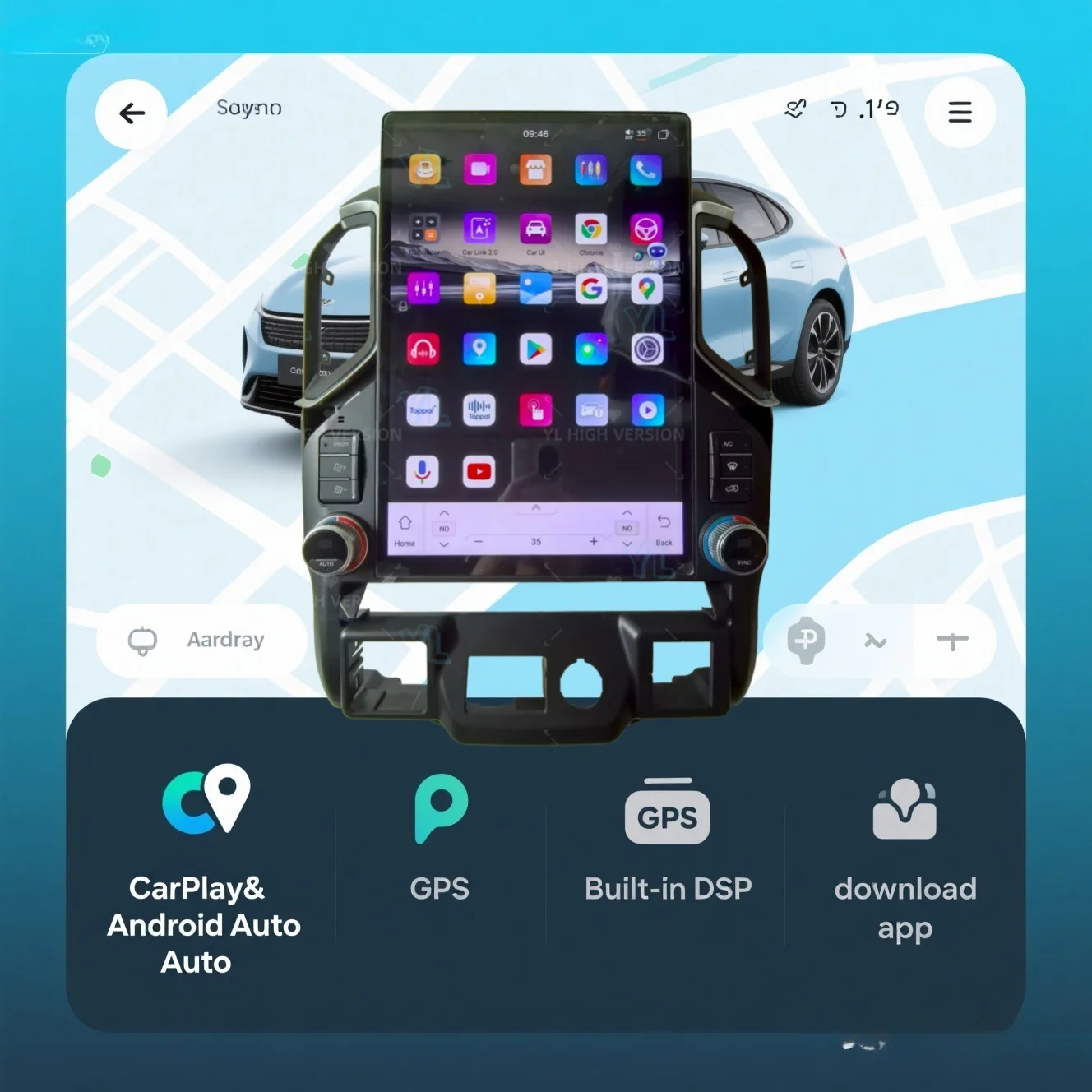 

YAN Android13 Carplay For GMC Sierra Chevrolet Silverado 2019 2020 2021 2022 2023 Car GPS Navigation Radio Multimedia Head Unit