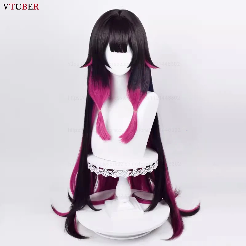 Columbina Cosplay Wig Game Fatui Colombina Long Black Rose Red Mixed Heat Resistant Synthetic Hair Anime Wigs + Wig Cap