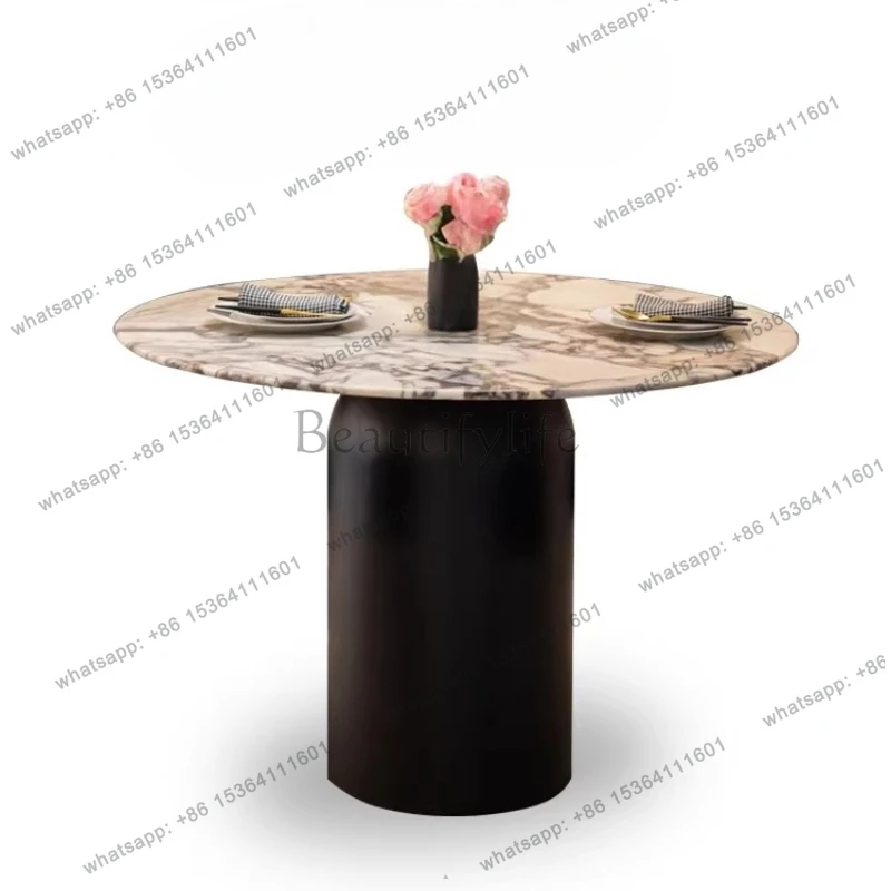 Elephant white natural marble solid wood dining table in the ancient style