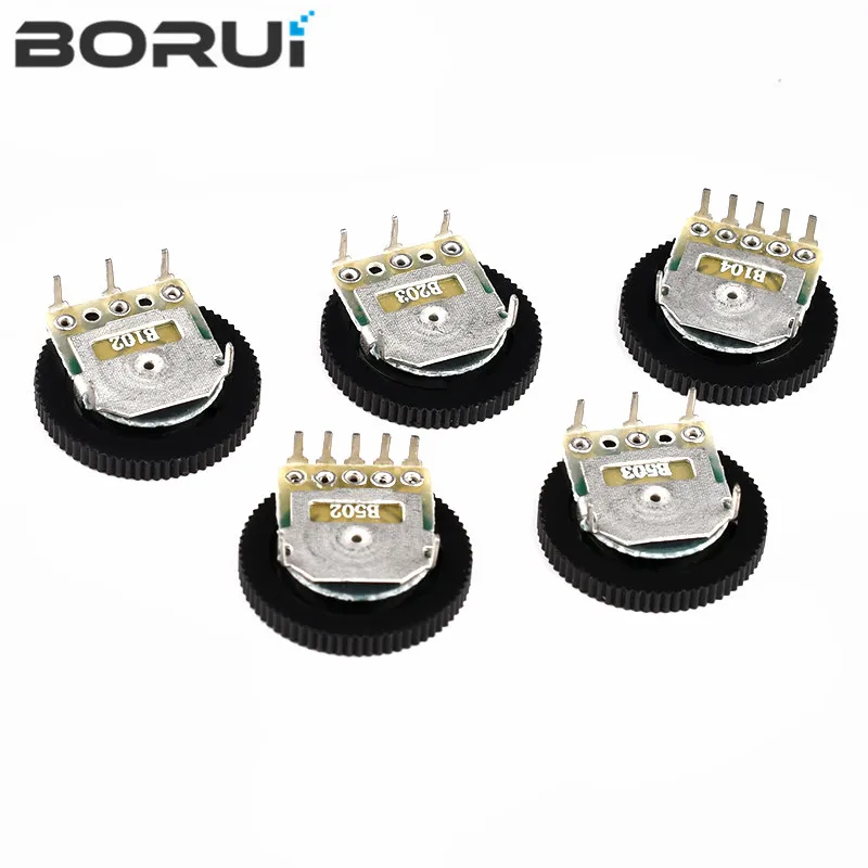 100PCS/LOT Single Double Dial Taper Volume Wheel Duplex Potentiometer 3Pin 5Pin 16*2MM B102 B103 B203 B503 B104 1K 2K 5K 10K 20K