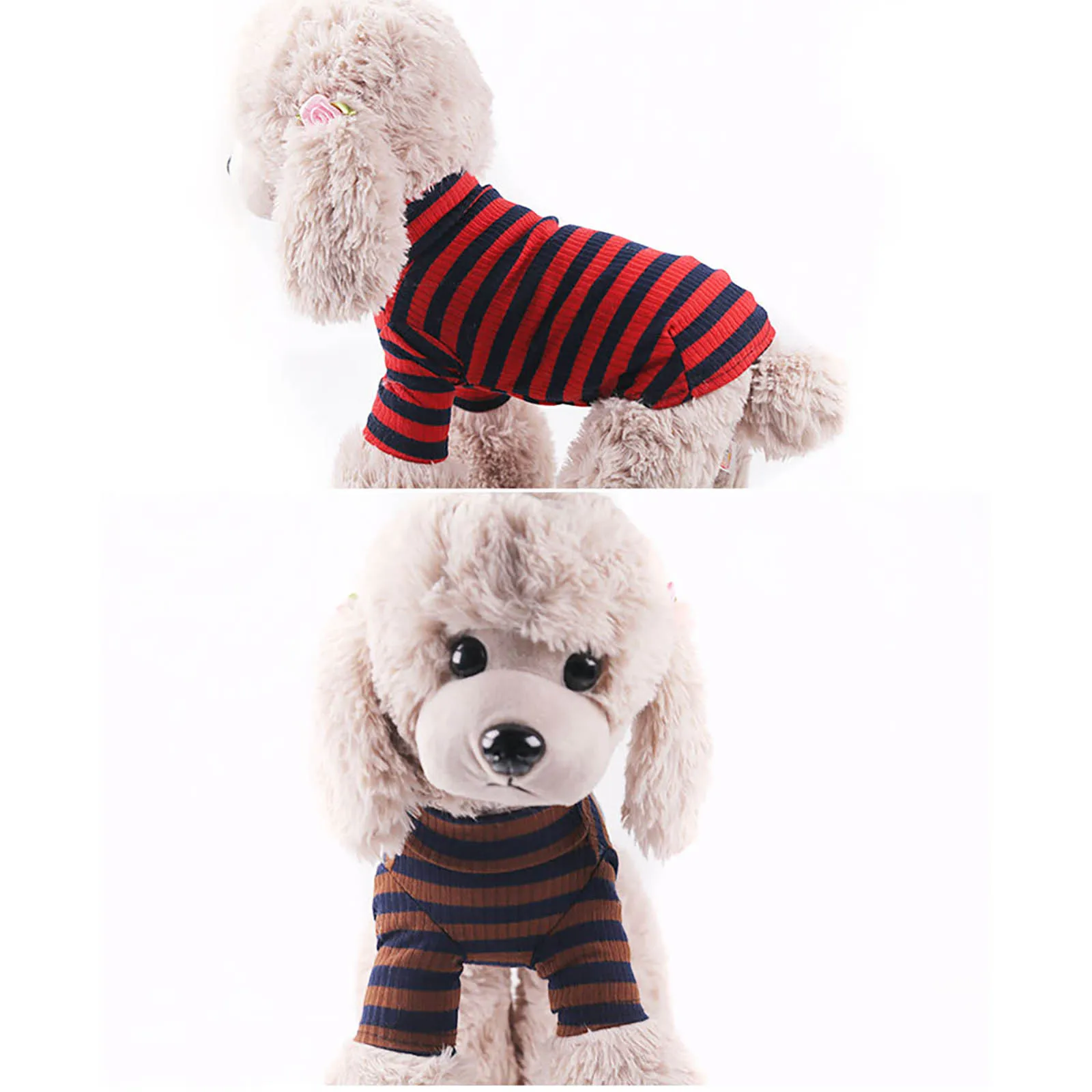 Pet Winter Stripe Color Bottoming Dog Costumes Pet Dog Cat Clothes Vest Shirt Pet Clothes